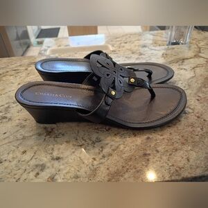 Charter Club Black Wedge Sandals Sz 9 NWOT